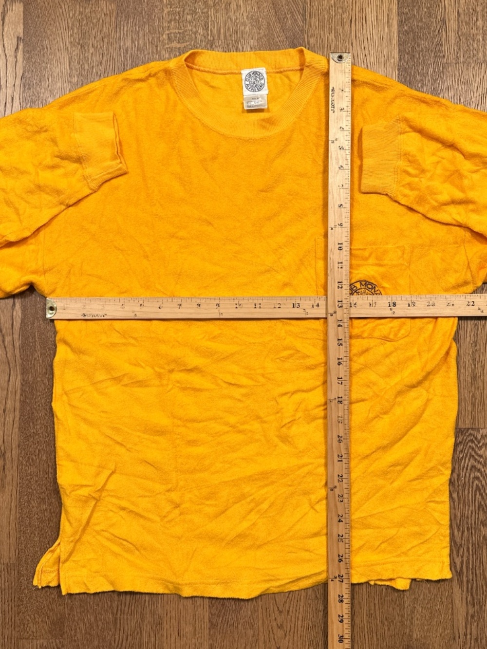 Vintage 80s 90s Club Monaco Terry Cloth Yellow Pocket Logo L/S T Shirt Mens M - Picture 8 of 11